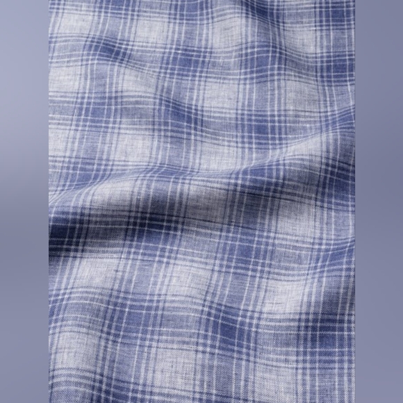 Proper Cloth Positano Faded Blue Ombre Plaid Linen Shirt - Picture 5 of 11